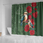 Kokaburra and Waratah Shower Curtain Aboriginal Art