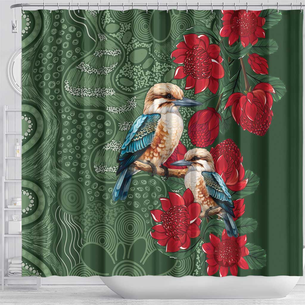 Kokaburra and Waratah Shower Curtain Aboriginal Art