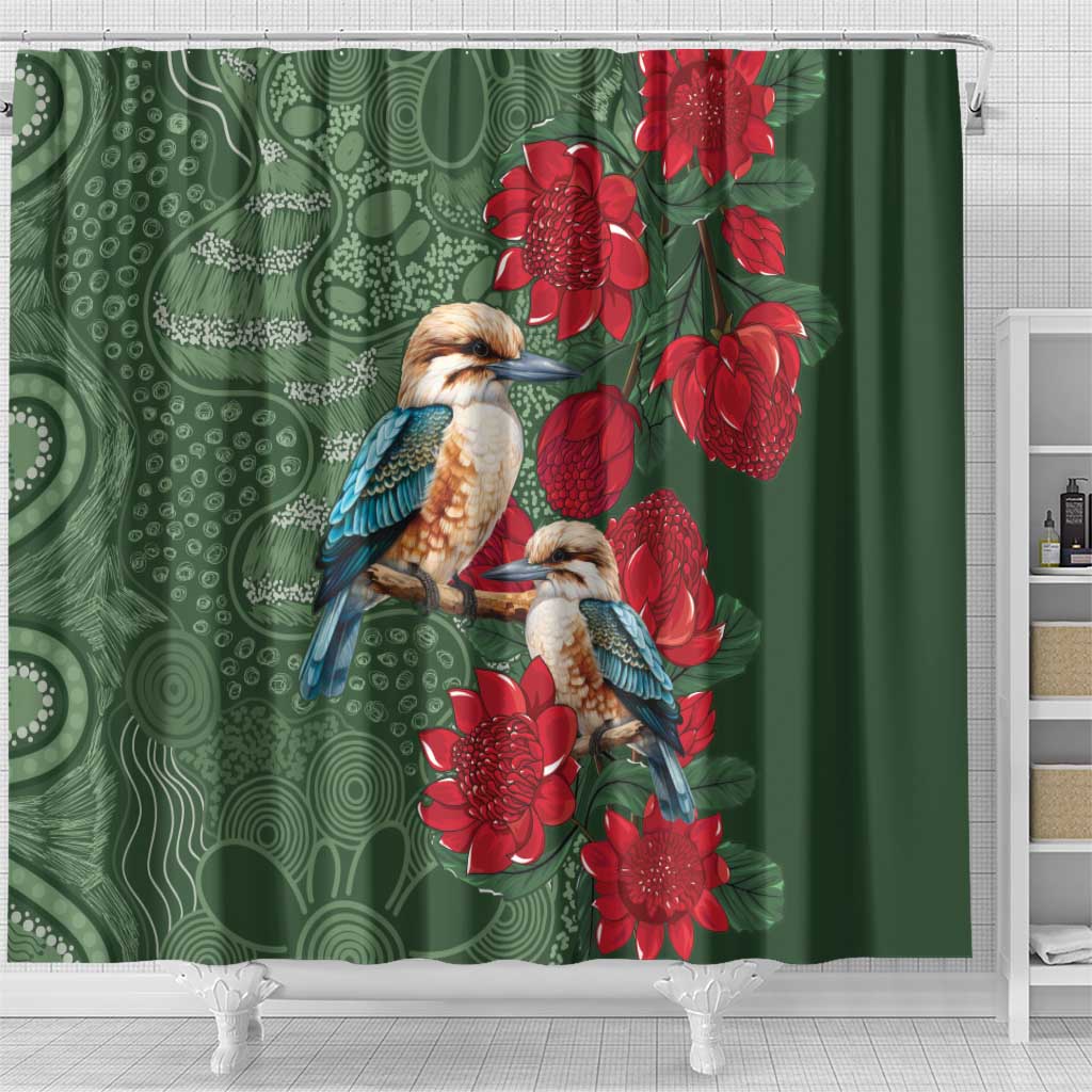 Kokaburra and Waratah Shower Curtain Aboriginal Art