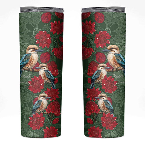 Kokaburra and Waratah Skinny Tumbler Aboriginal Art