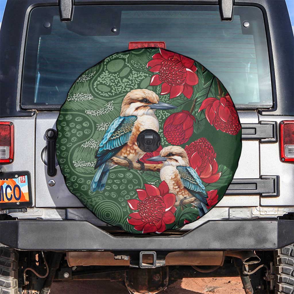 Kokaburra and Waratah Spare Tire Cover Aboriginal Art