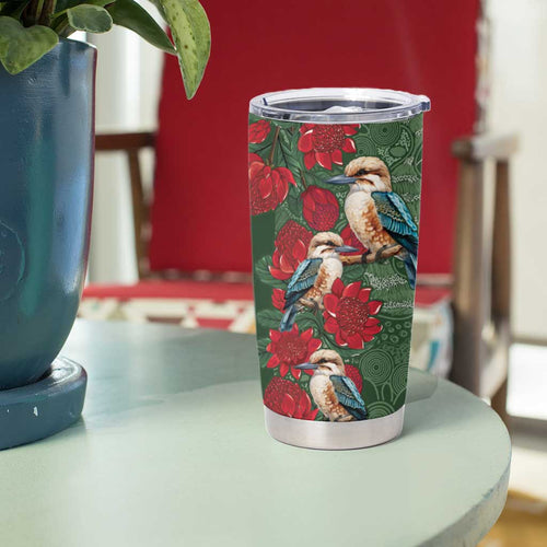 Kokaburra and Waratah Tumbler Cup Aboriginal Art
