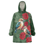 Kokaburra and Waratah Wearable Blanket Hoodie Aboriginal Art