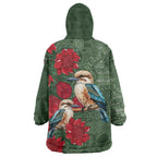 Kokaburra and Waratah Wearable Blanket Hoodie Aboriginal Art