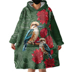 Kokaburra and Waratah Wearable Blanket Hoodie Aboriginal Art