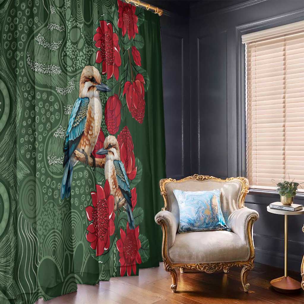 Kokaburra and Waratah Window Curtain Aboriginal Art