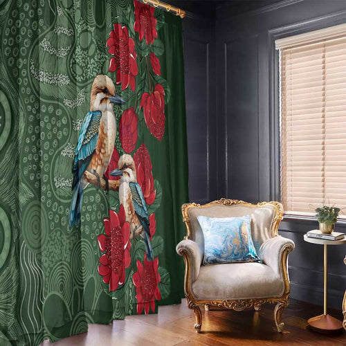 Kokaburra and Waratah Window Curtain Aboriginal Art