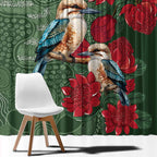 Kokaburra and Waratah Window Curtain Aboriginal Art