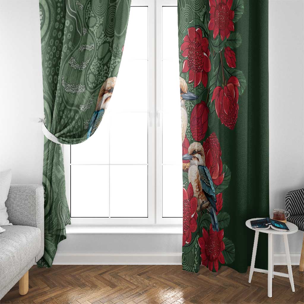 Kokaburra and Waratah Window Curtain Aboriginal Art