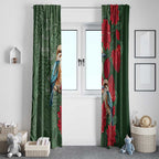 Kokaburra and Waratah Window Curtain Aboriginal Art
