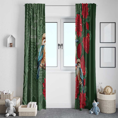 Kokaburra and Waratah Window Curtain Aboriginal Art