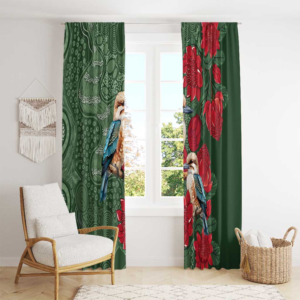 Kokaburra and Waratah Window Curtain Aboriginal Art