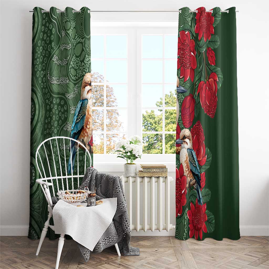 Kokaburra and Waratah Window Curtain Aboriginal Art
