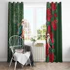 Kokaburra and Waratah Window Curtain Aboriginal Art