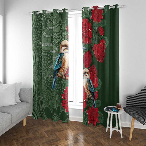 Kokaburra and Waratah Window Curtain Aboriginal Art