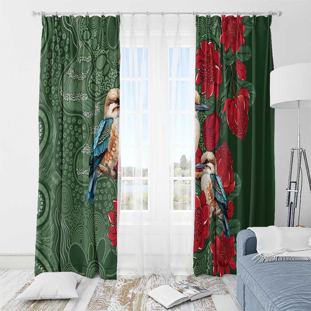 Kokaburra and Waratah Window Curtain Aboriginal Art