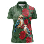 Kokaburra and Waratah Women Polo Shirt Aboriginal Art
