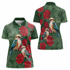 Kokaburra and Waratah Women Polo Shirt Aboriginal Art