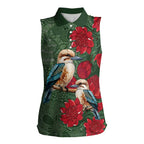 Kokaburra and Waratah Women Sleeveless Polo Shirt Aboriginal Art