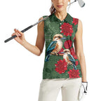 Kokaburra and Waratah Women Sleeveless Polo Shirt Aboriginal Art