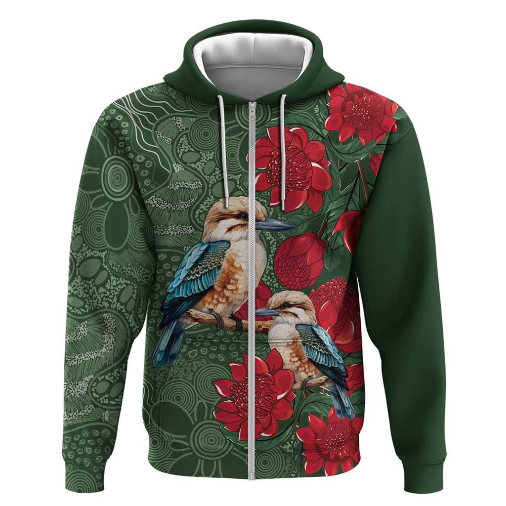 Kokaburra and Waratah Zip Hoodie Aboriginal Art