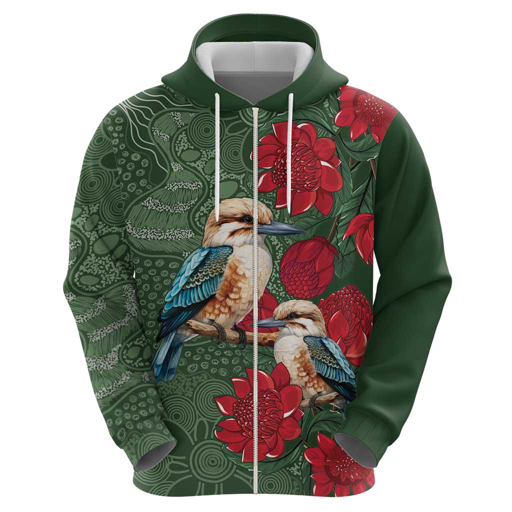 Kokaburra and Waratah Zip Hoodie Aboriginal Art