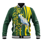 White Cockatoo and Golden Wattle Baseball Jacket Australian Native Bird