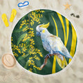 White Cockatoo and Golden Wattle Beach Blanket Australian Native Bird