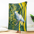 White Cockatoo and Golden Wattle Blanket Australian Native Bird