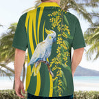 White Cockatoo and Golden Wattle Hawaiian Shirt Australian Native Bird