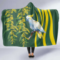 White Cockatoo and Golden Wattle Hooded Blanket Australian Native Bird