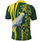 White Cockatoo and Golden Wattle Polo Shirt Australian Native Bird