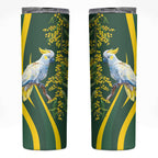 White Cockatoo and Golden Wattle Skinny Tumbler Australian Native Bird