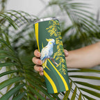 White Cockatoo and Golden Wattle Skinny Tumbler Australian Native Bird