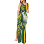 White Cockatoo and Golden Wattle Tank Maxi Dress Australian Native Bird