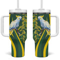 White Cockatoo and Golden Wattle Tumbler With Handle Australian Native Bird