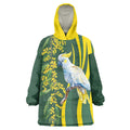 White Cockatoo and Golden Wattle Wearable Blanket Hoodie Australian Native Bird