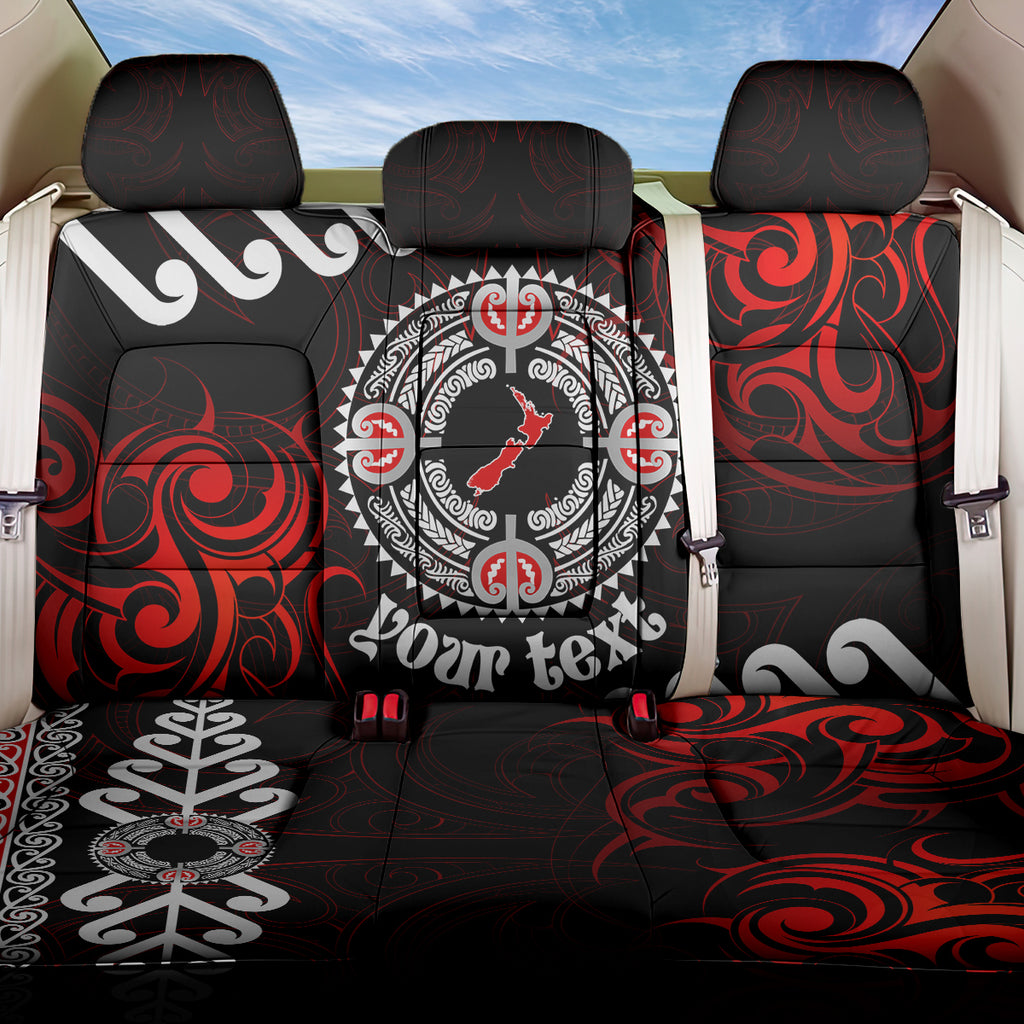 New Zealand Waitangi Day Personalised Back Car Seat Cover Aotearoa Te Ra O Waitangi With Maori Tattoo