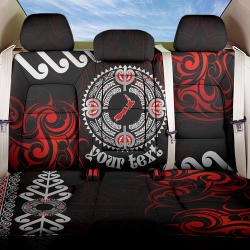 New Zealand Waitangi Day Personalised Back Car Seat Cover Aotearoa Te Ra O Waitangi With Maori Tattoo