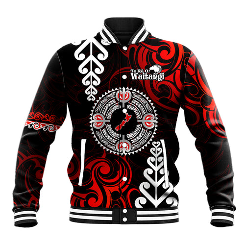 New Zealand Waitangi Day Personalised Baseball Jacket Aotearoa Te Ra O Waitangi With Maori Tattoo