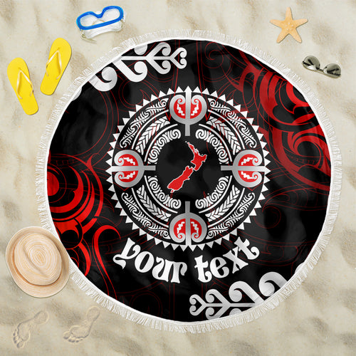 New Zealand Waitangi Day Personalised Beach Blanket Aotearoa Te Ra O Waitangi With Maori Tattoo