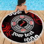 New Zealand Waitangi Day Personalised Beach Blanket Aotearoa Te Ra O Waitangi With Maori Tattoo