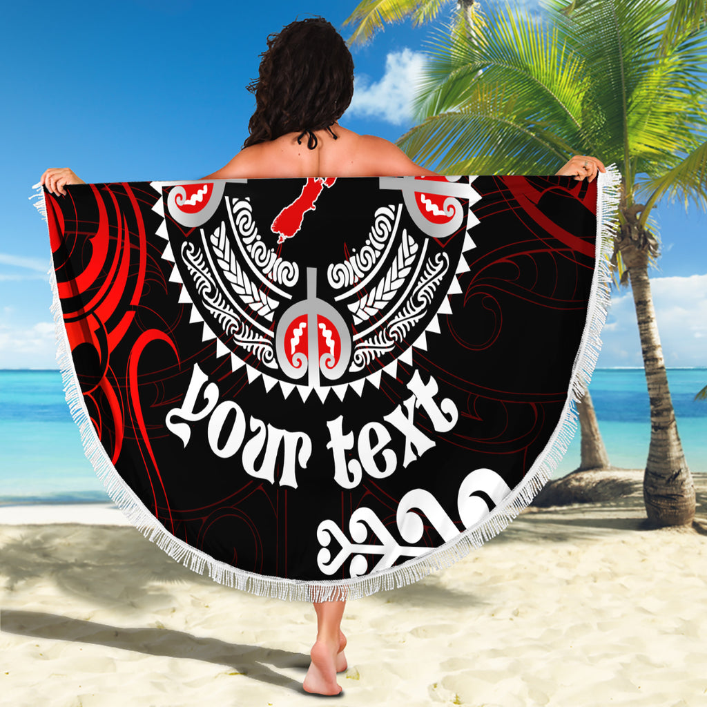 New Zealand Waitangi Day Personalised Beach Blanket Aotearoa Te Ra O Waitangi With Maori Tattoo