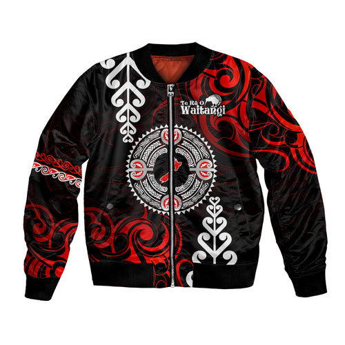 New Zealand Waitangi Day Personalised Bomber Jacket Aotearoa Te Ra O Waitangi With Maori Tattoo