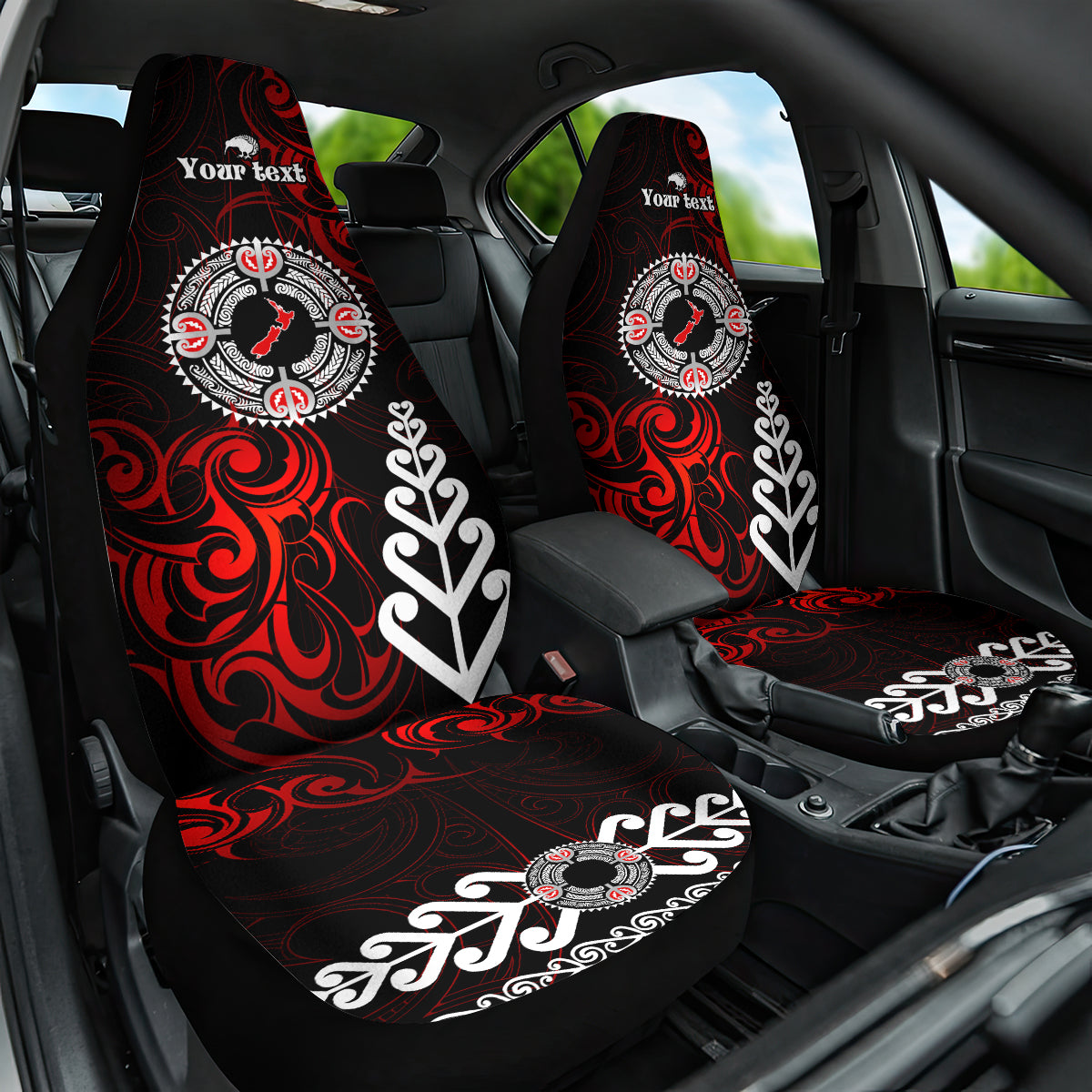 New Zealand Waitangi Day Personalised Car Seat Cover Aotearoa Te Ra O Waitangi With Maori Tattoo