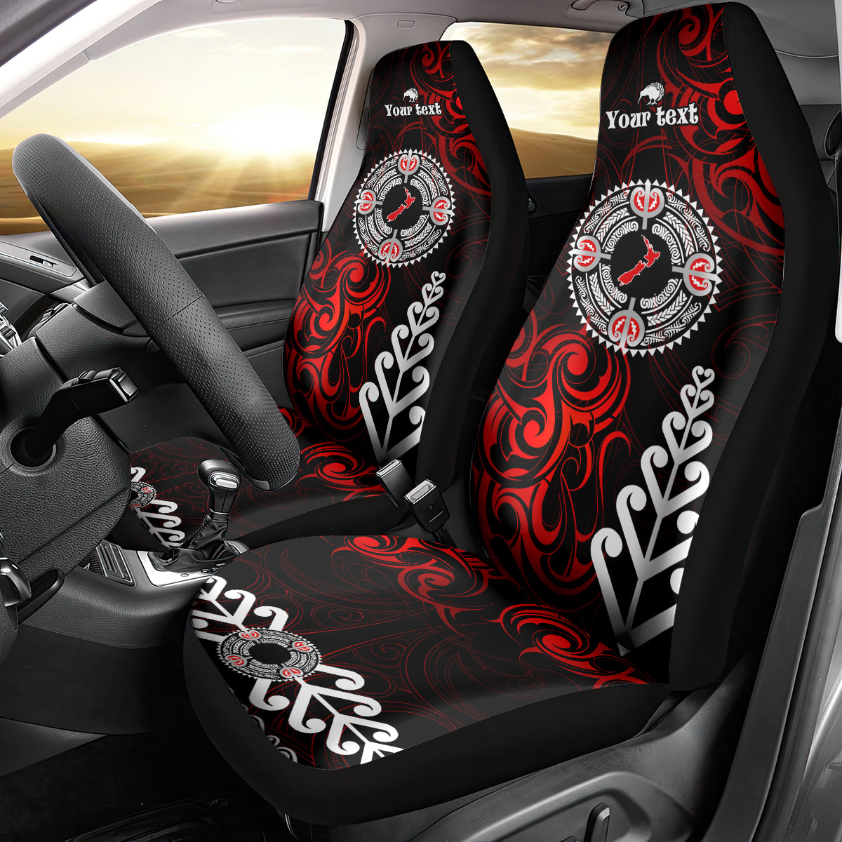 New Zealand Waitangi Day Personalised Car Seat Cover Aotearoa Te Ra O Waitangi With Maori Tattoo