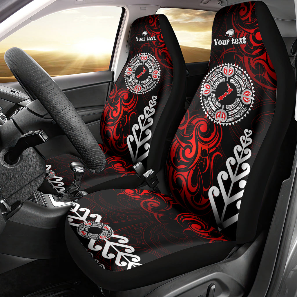 New Zealand Waitangi Day Personalised Car Seat Cover Aotearoa Te Ra O Waitangi With Maori Tattoo