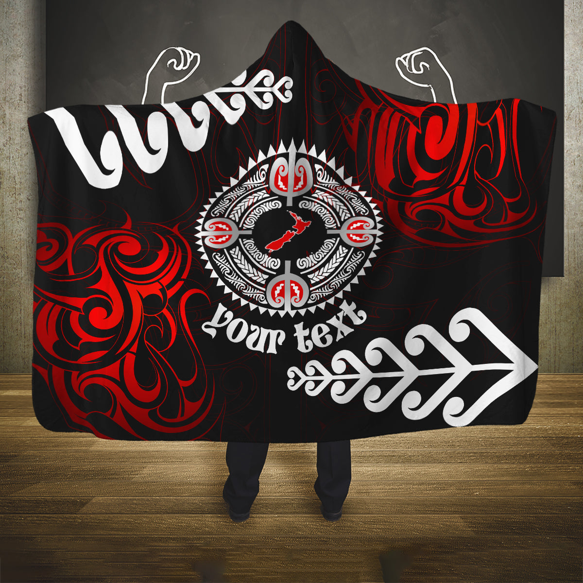 New Zealand Waitangi Day Personalised Hooded Blanket Aotearoa Te Ra O Waitangi With Maori Tattoo