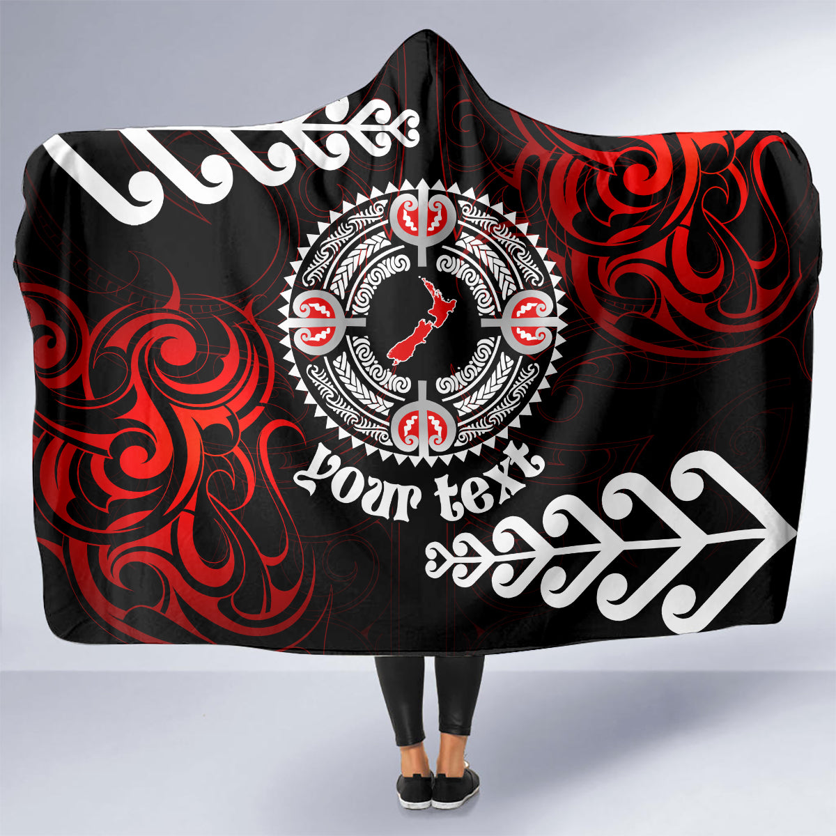 New Zealand Waitangi Day Personalised Hooded Blanket Aotearoa Te Ra O Waitangi With Maori Tattoo