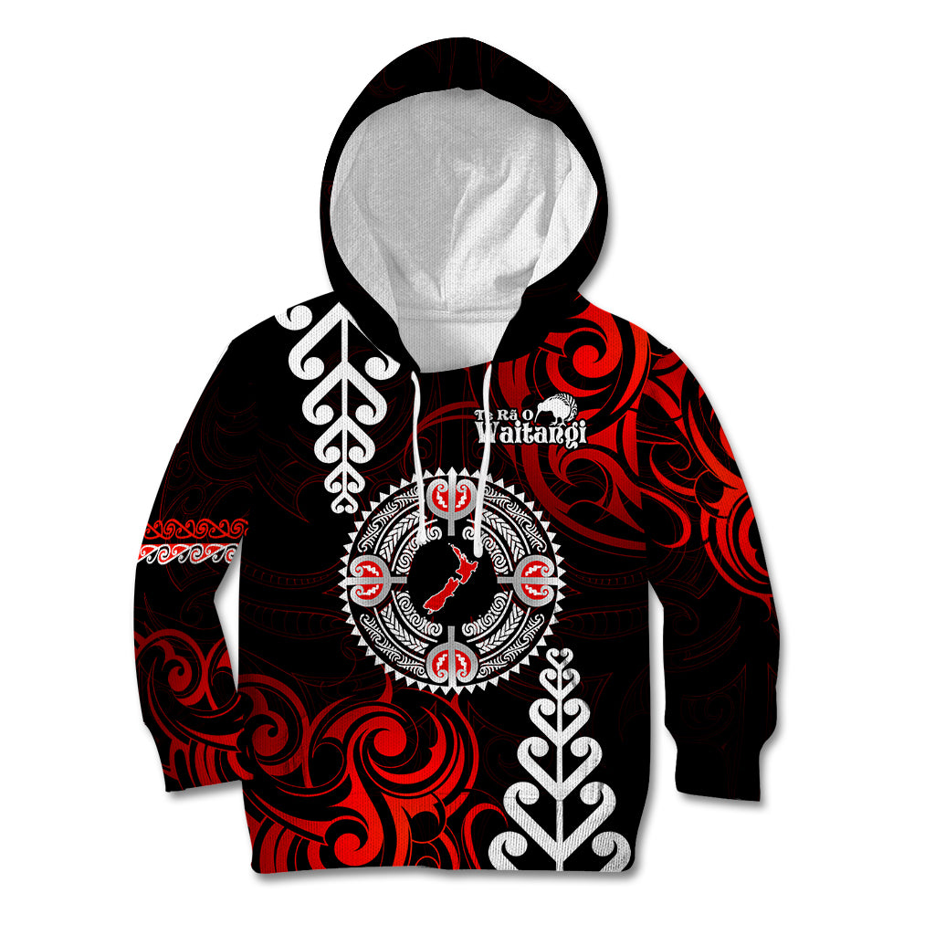 New Zealand Waitangi Day Personalised Kid Hoodie Aotearoa Te Ra O Waitangi With Maori Tattoo